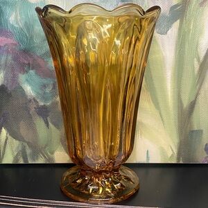 70’s Anchor Hocking Fairfield Amber Glass Vase